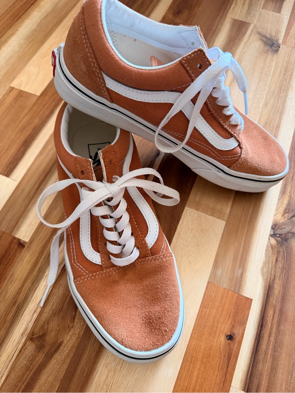 Vans Women’s Old Skool Sneakers in Rust Orange and White